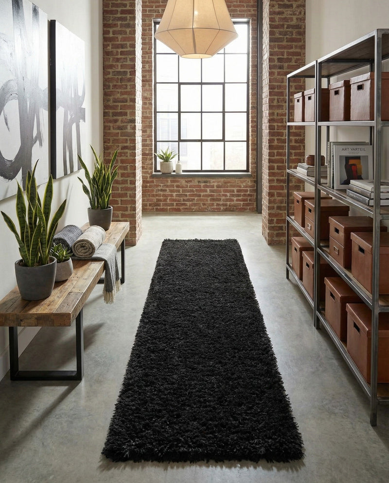 Eternal Plush Oasis Collection Area Rug -  Tranquility (Onyx Black) Runner Onyx Black  lifestyle 65