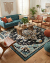 Outdoor Marrakesh Collection Area Rug -  Essaouira Square Navy Blue  lifestyle 58