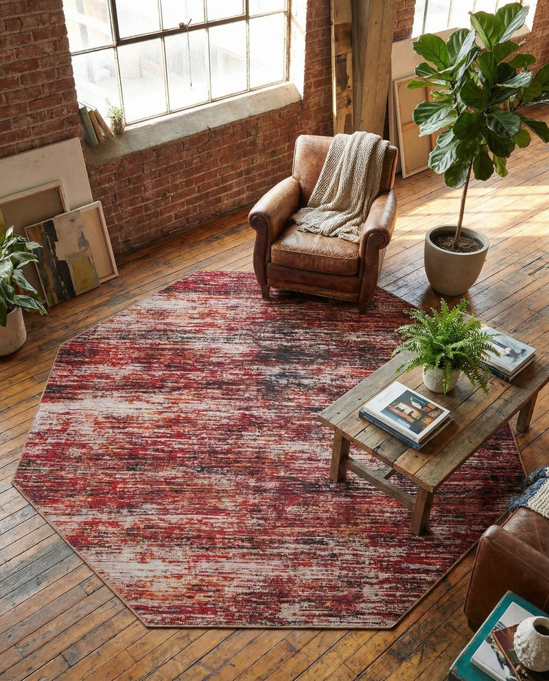 Sahara Essence Collection Area Rug - Oasis (Rust Red) Octagon Rust Red  lifestyle 43