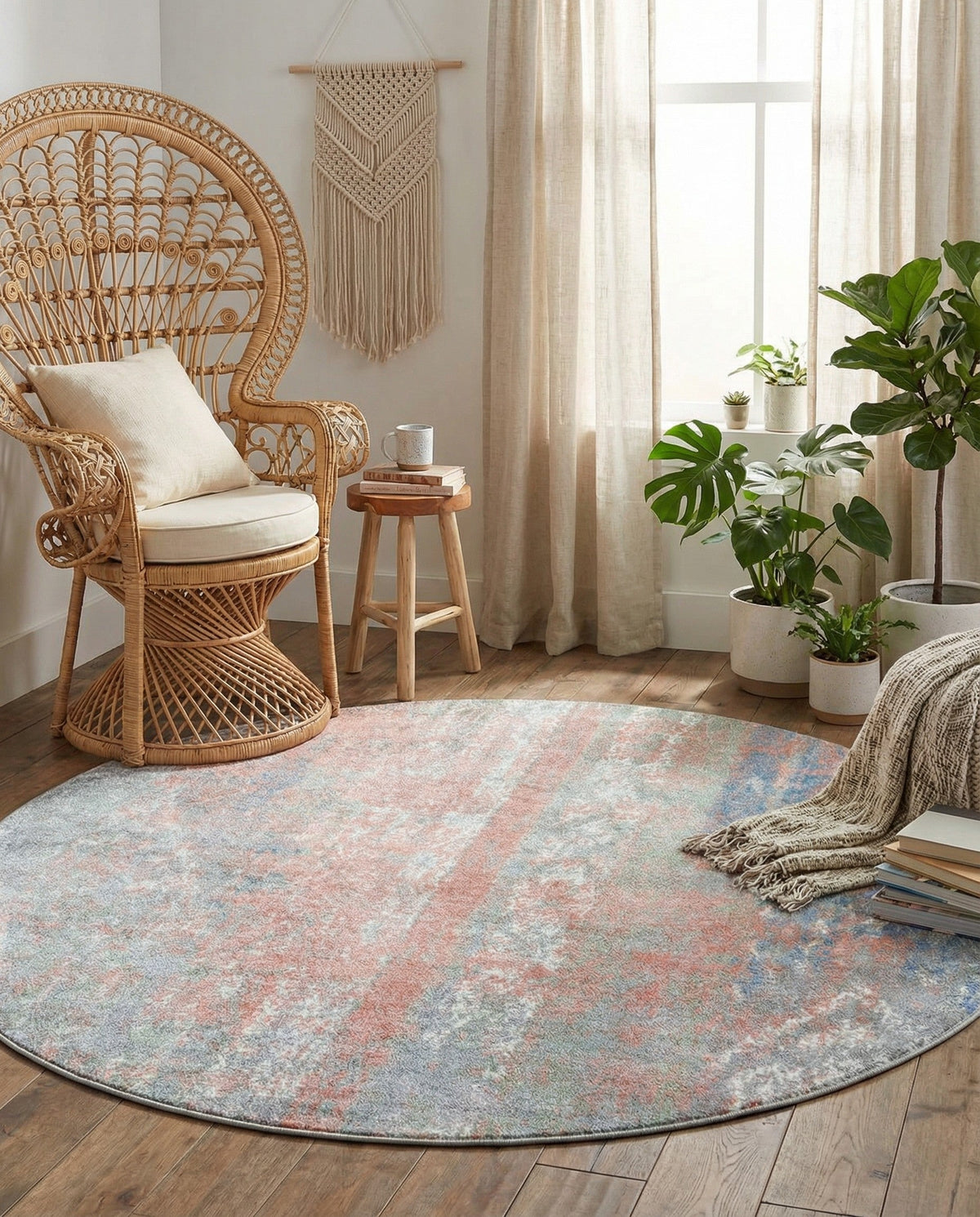 Aegean Elegance Washables Collection Area Rug -  Zakynthos Round Multi  lifestyle 137