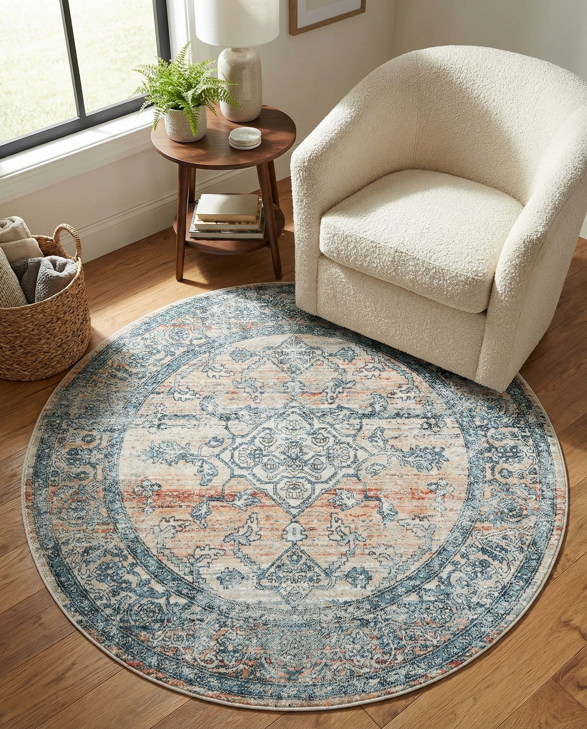 Coastal Haven Collection Area Rug -  Marina Round Multi  lifestyle 214