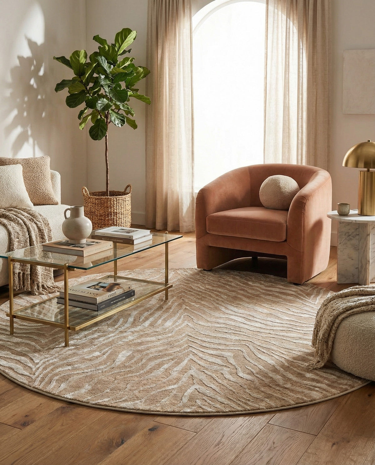 Bloomsbury Elegance Collection Area Rug -  Chelsea Round Ivory Beige  lifestyle 77