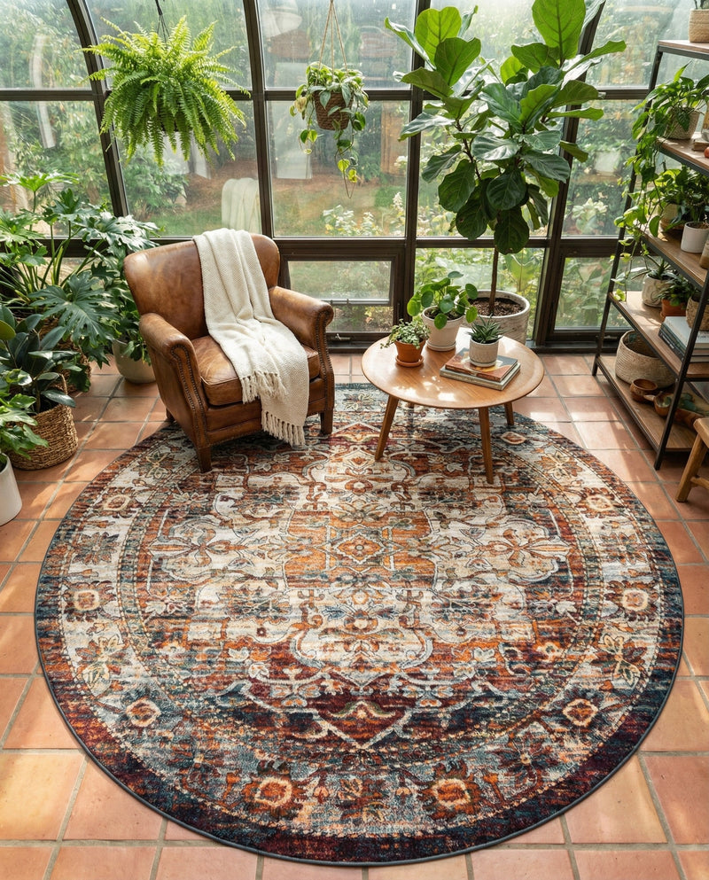 Savannah Soiree Collection Area Rug -  Everglade (Multi) Round Multi  lifestyle 48