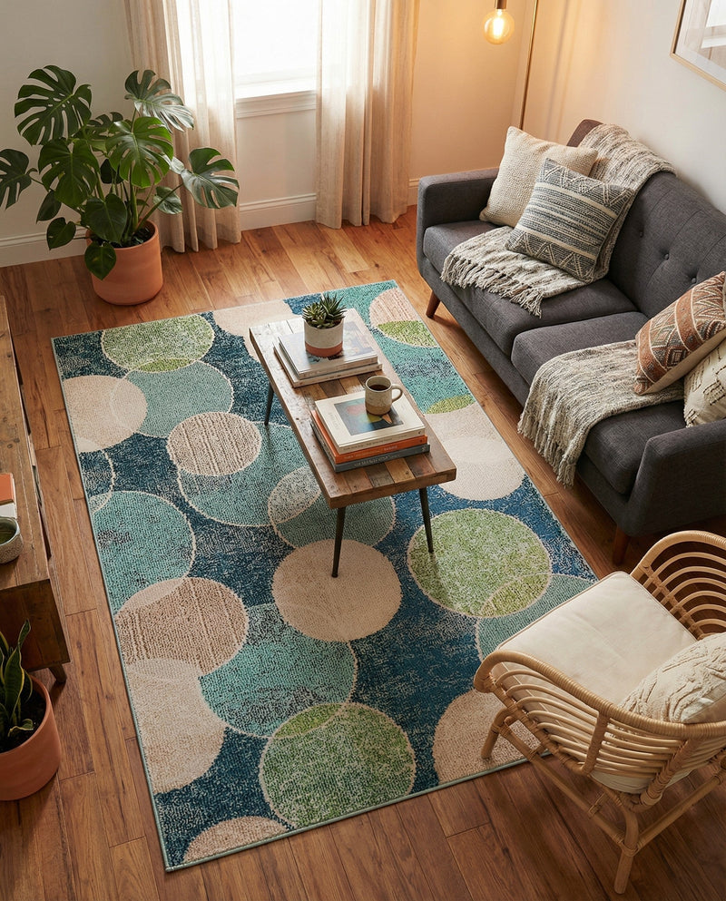 Chromatic Oasis Collection Area Rug -  Zephyr Rectangle Navy Blue  lifestyle 18
