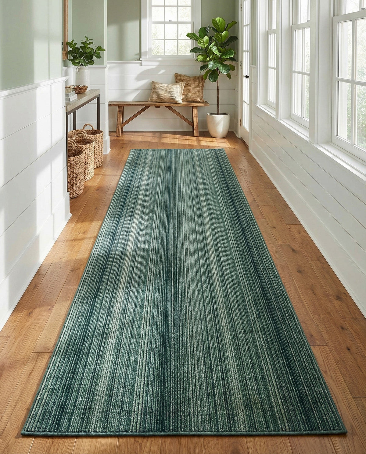 Jewel Oasis Collection Area Rug - Sapphire (Green) Runner Green  lifestyle 144