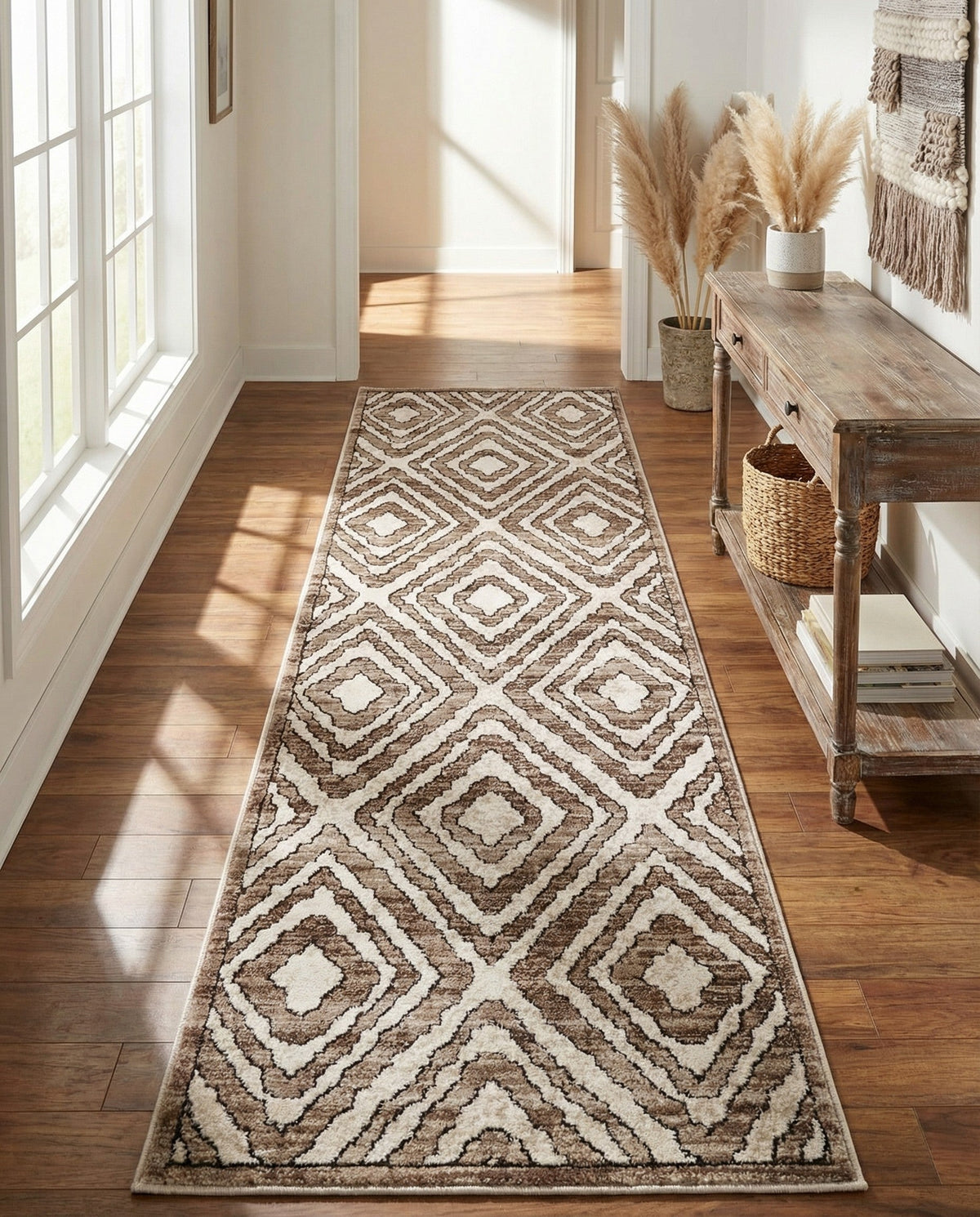 Sanctuary Retreat Collection Area Rug -  Oasis Runner Chocolate Brown  lifestyle 168