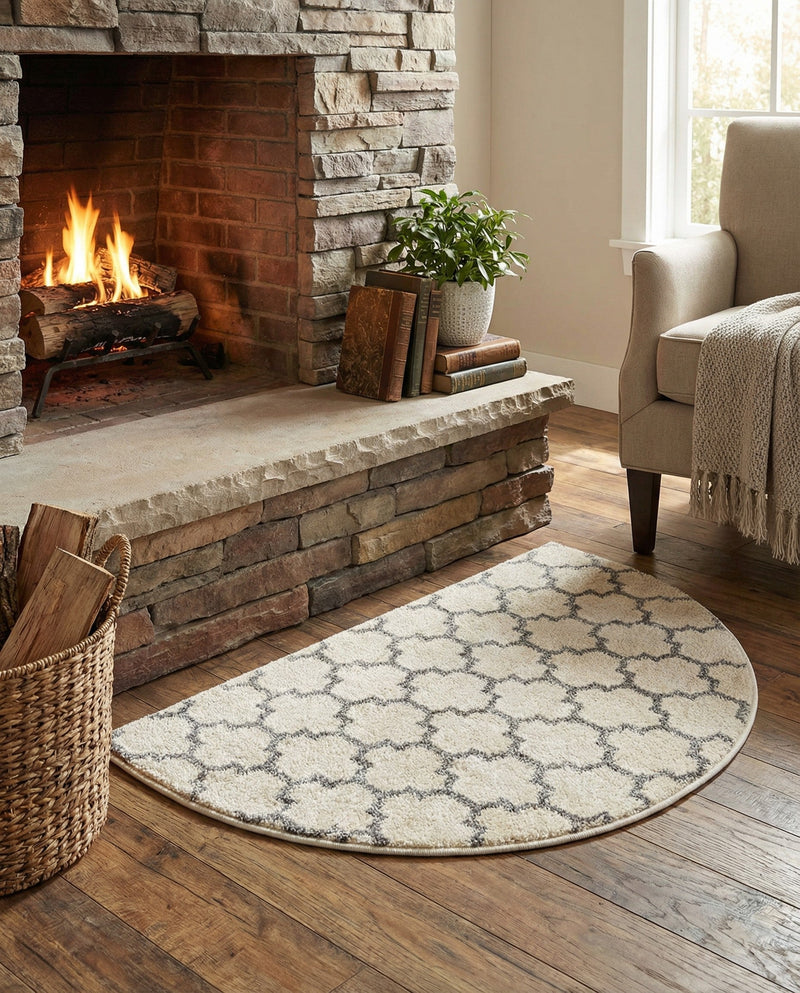 Lattice Gardens Collection Area Rug -  Bloomfield (Beige and Gray) Hearth Beige and Gray  lifestyle 71