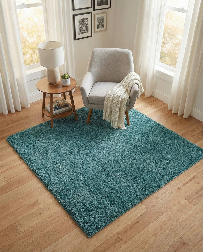Cozy Comfort Shag Collection Area Rug - Haven (Turquoise) Square Turquoise  lifestyle 63