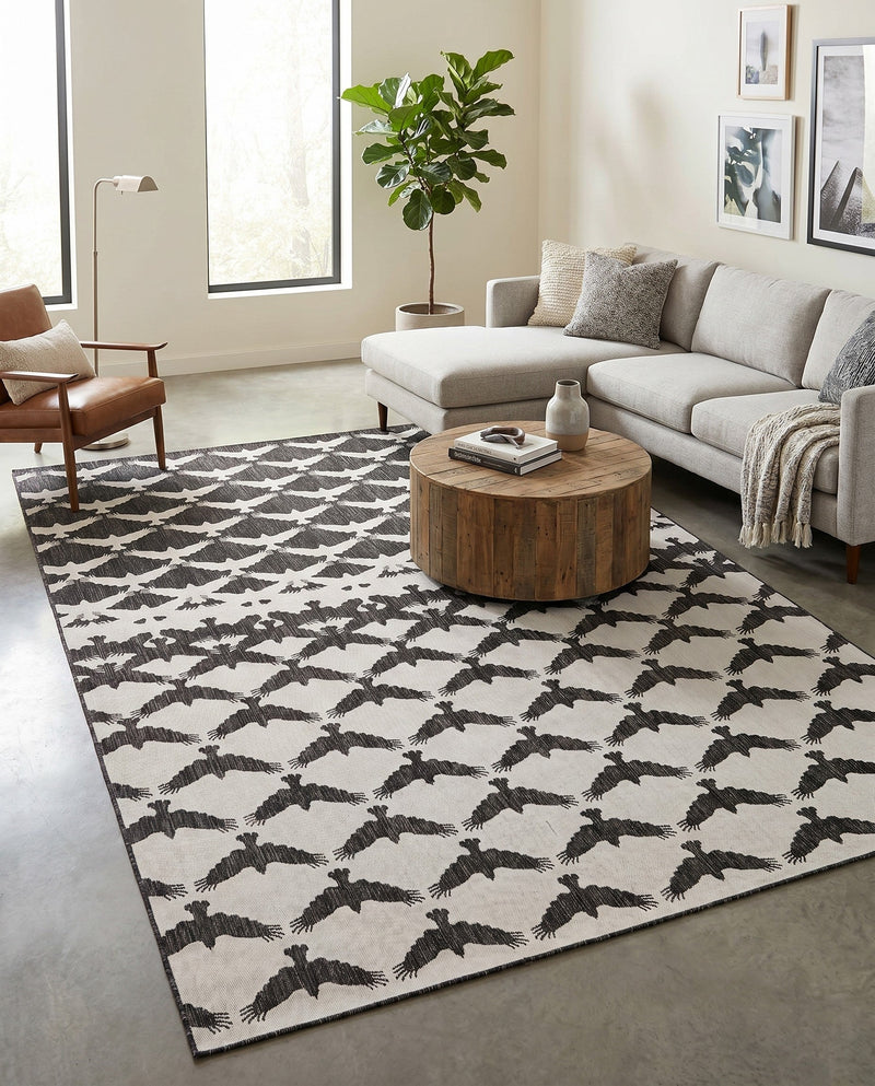 Urban Terrace Collection Area Rug -  Gramercy Rectangle Black and White  lifestyle 13