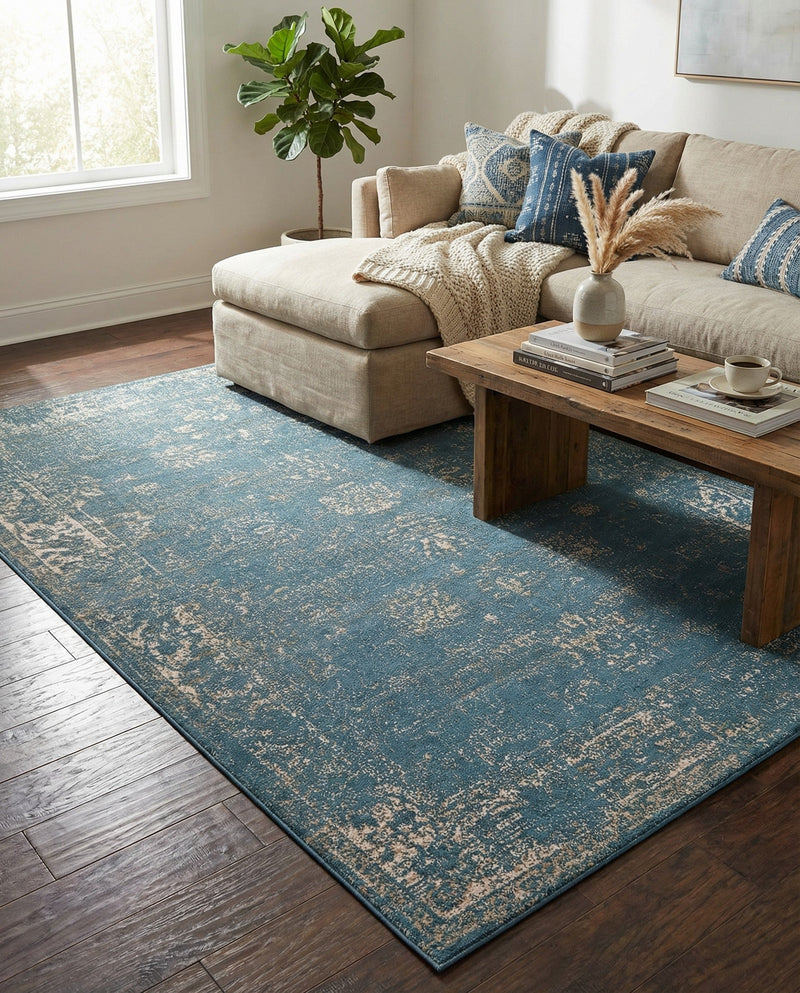 Riviera Elegance Collection Area Rug - Antibes (Blue) Rectangle Blue  lifestyle 20