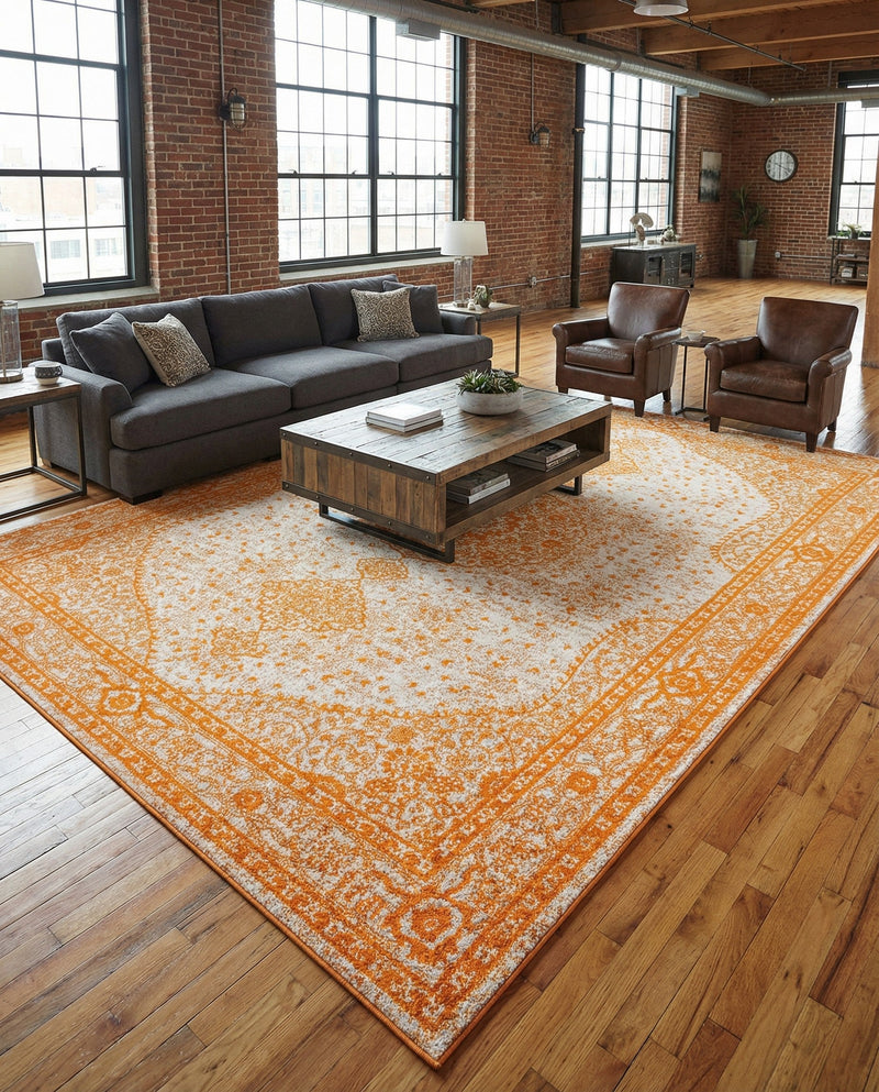 Dover Terrace Collection Area Rug - Marina (Orange) Rectangle Orange  lifestyle 22
