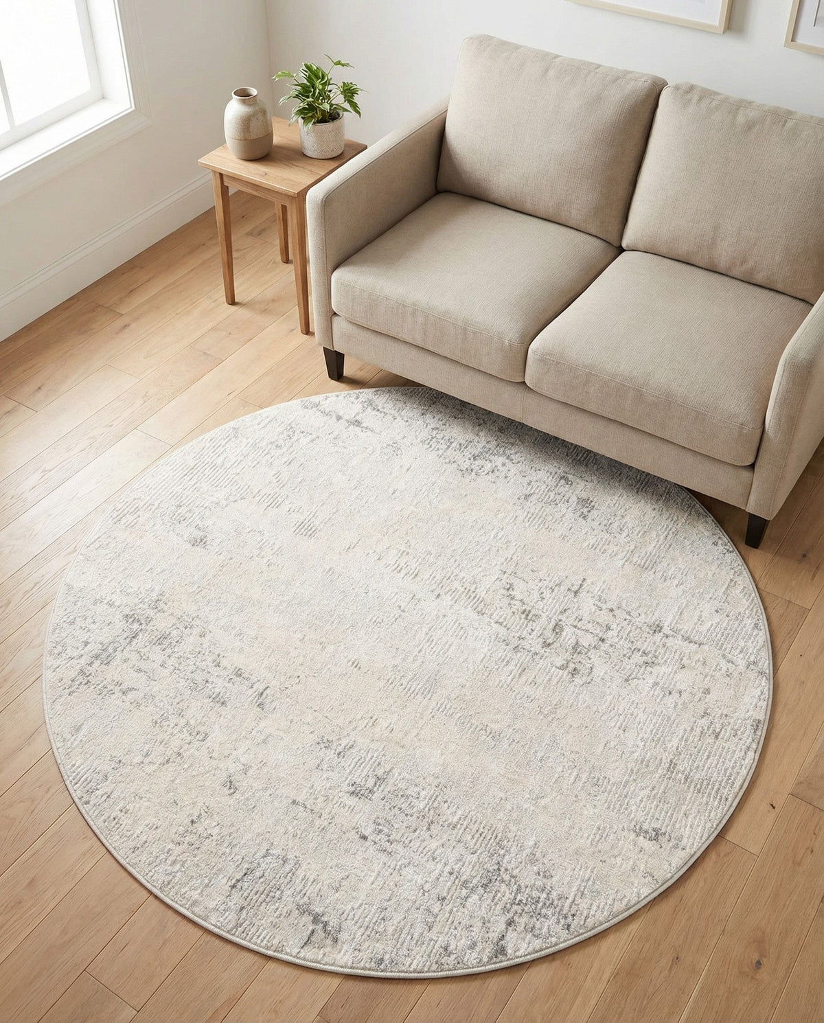 Aegean Elegance Collection Area Rug -  Ithaca Round Gray  lifestyle 88