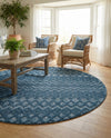 Garden Lattice Charm Collection Area Rug -  Pergola (Navy Blue) Round Navy Blue  lifestyle 53
