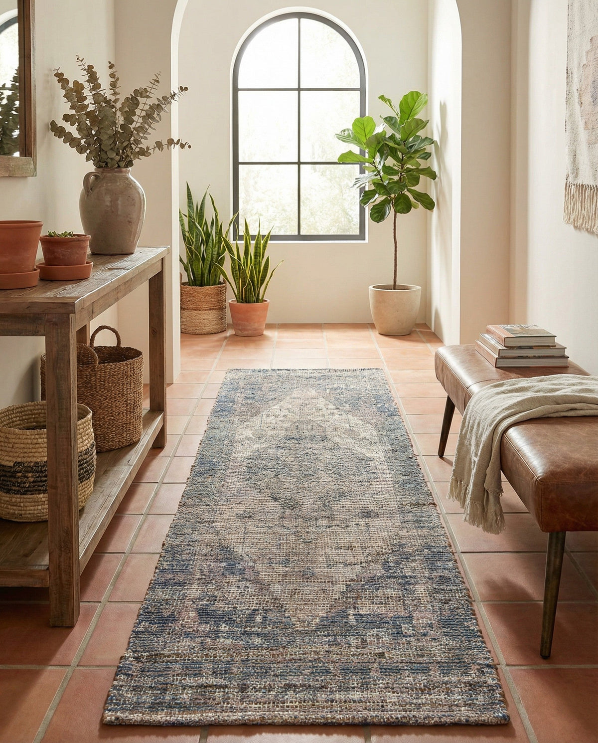 Savannah Threads Collection Area Rug - Sahara Runner Blue  lifestyle 87