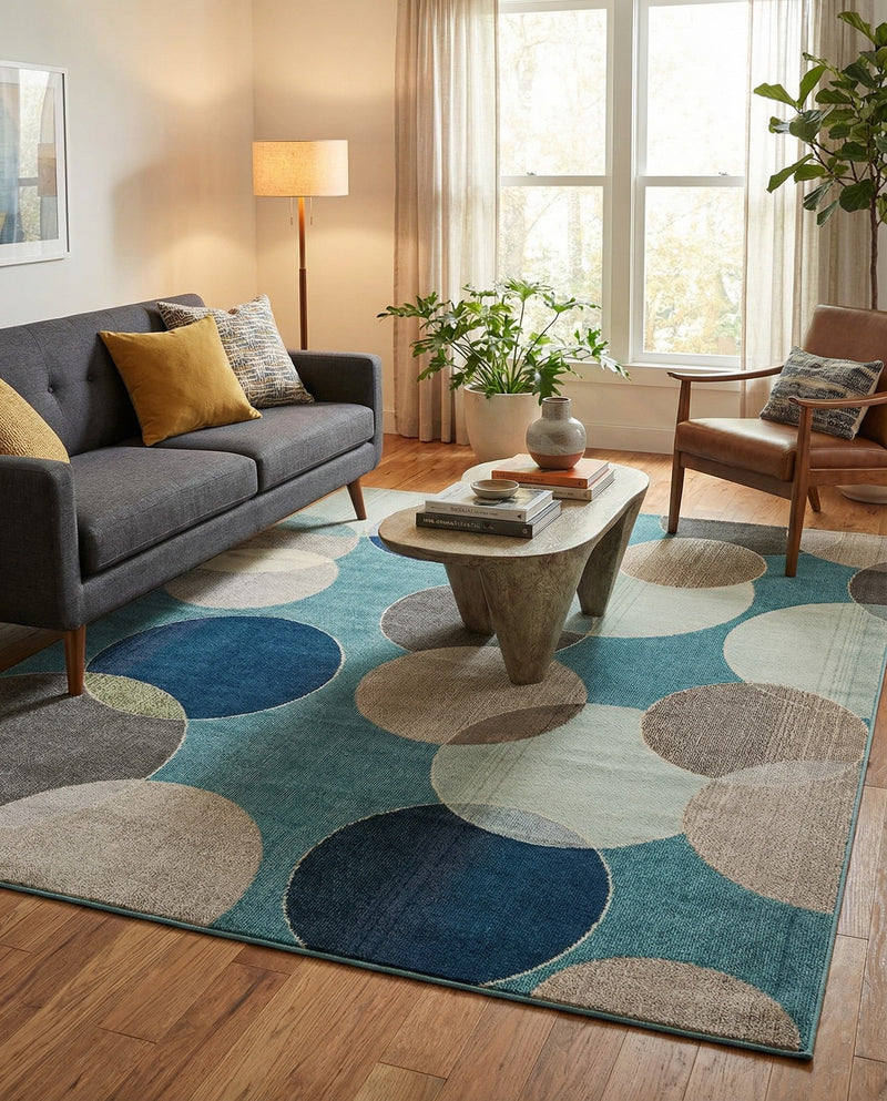 Chromatic Oasis Collection Area Rug -  Zephyr Rectangle Blue  lifestyle 50