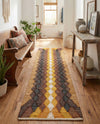 Thar Cotton Collection Area Rug -  Munnar Runner Brown Yellow Black  lifestyle 37