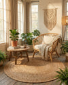 Woven Seaside Elegance Collection Area Rug - Coastline Round Natural  lifestyle 66