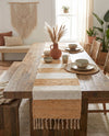 Tassel Trail Collection Area Rug - Pathway (Beige) Table Runner Beige  lifestyle 50