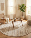 Cascade Range Collection Area Rug - Hood (Ivory) Round Ivory  lifestyle 73
