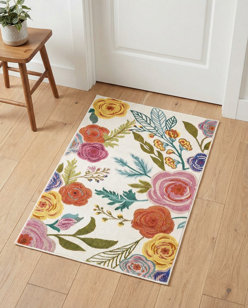 Meadow Breeze Collection Area Rug -  Petal Rectangle Ivory  lifestyle 26