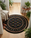 Samarkand Elegance Collection Area Rug -  Margilan (Dark Green) Round Dark Green  lifestyle 77