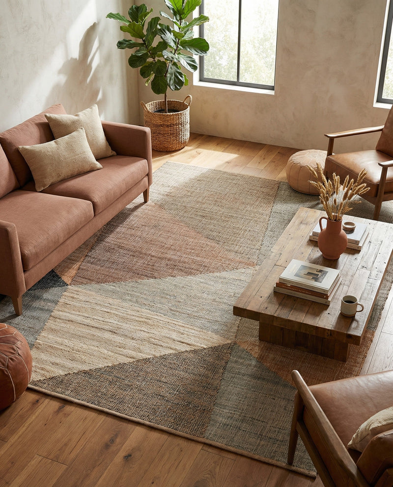 Desert Weave Jute Collection Area Rug -  Mojave Rectangle Multi  lifestyle 15