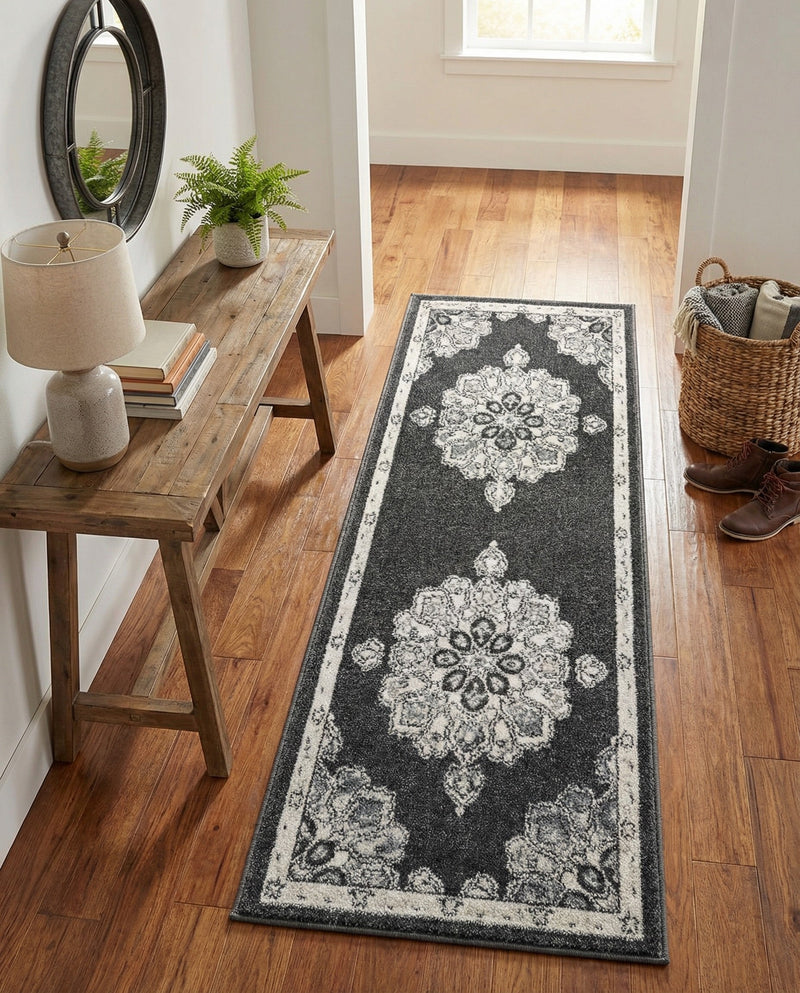 Beverly Grove Collection Area Rug - Melrose (Charcoal) Runner Charcoal  lifestyle 32