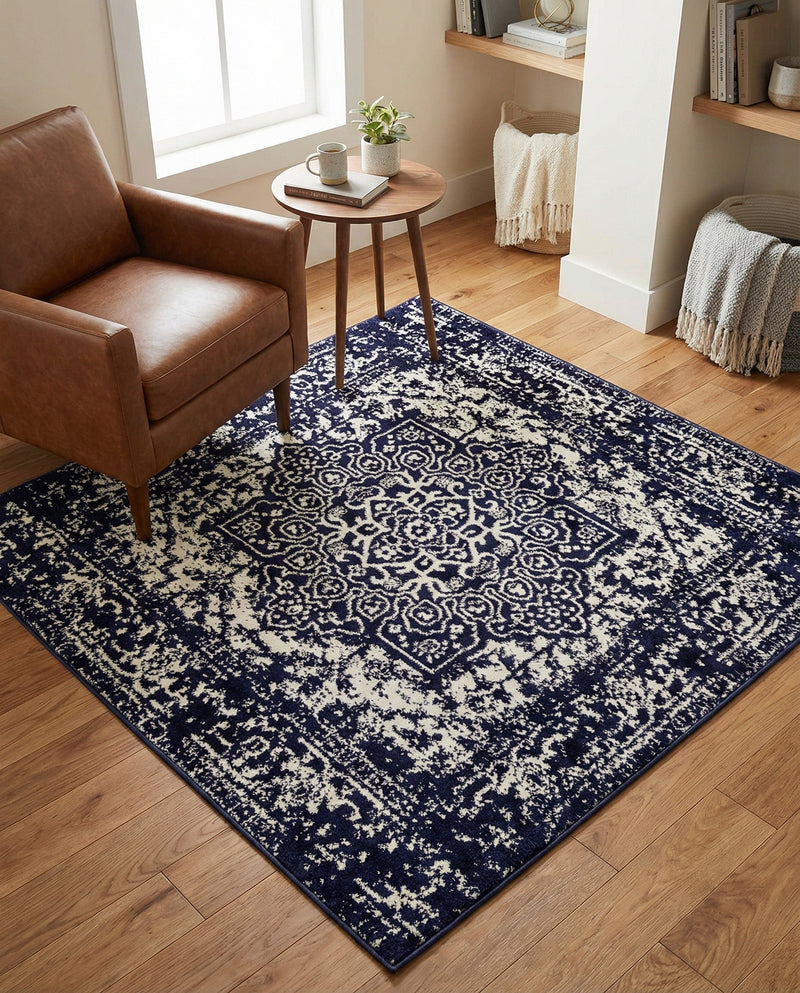 Georgetown Rugs Collection Area Rug - Dupont (Navy Blue) Square Navy Blue  lifestyle 65
