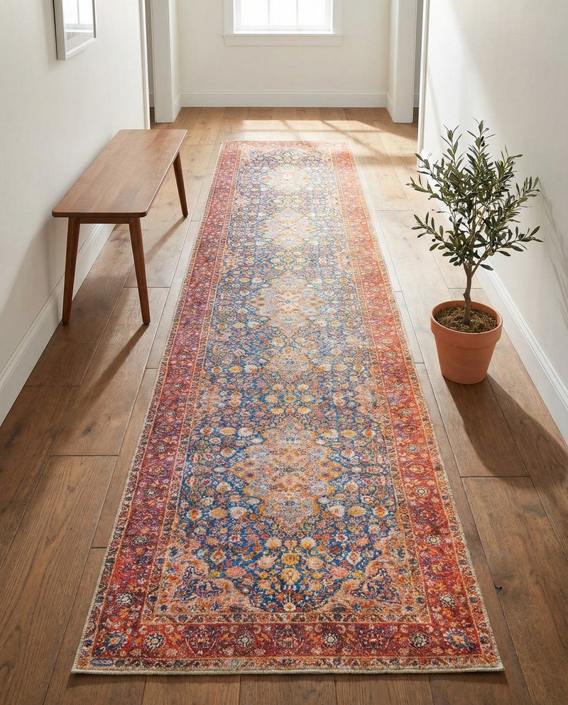 Heritage Elegance Collection Area Rug -  Hearst Runner Navy Blue  lifestyle 27