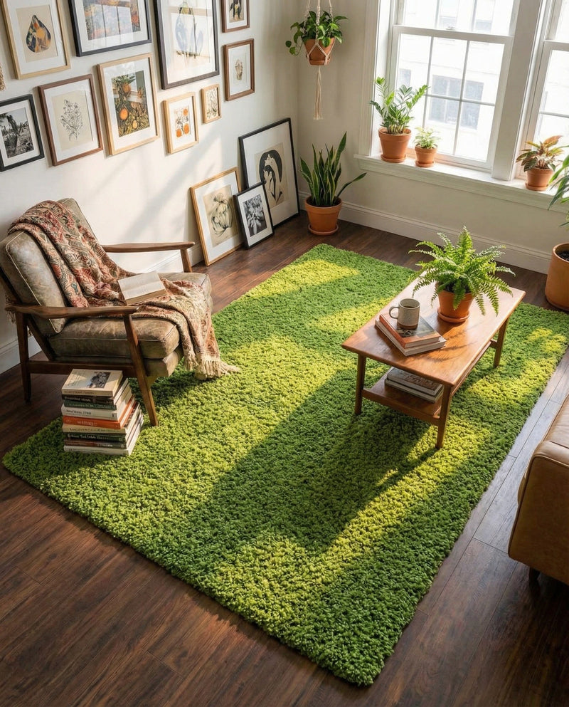 Plush Oasis Collection Area Rug - Serenity (Grass Green) Rectangle Grass Green  lifestyle 30