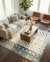Mediterranean Lattice Collection Area Rug -  Casablanca (Ivory Gray Blue) Square Ivory Gray Blue  lifestyle 70