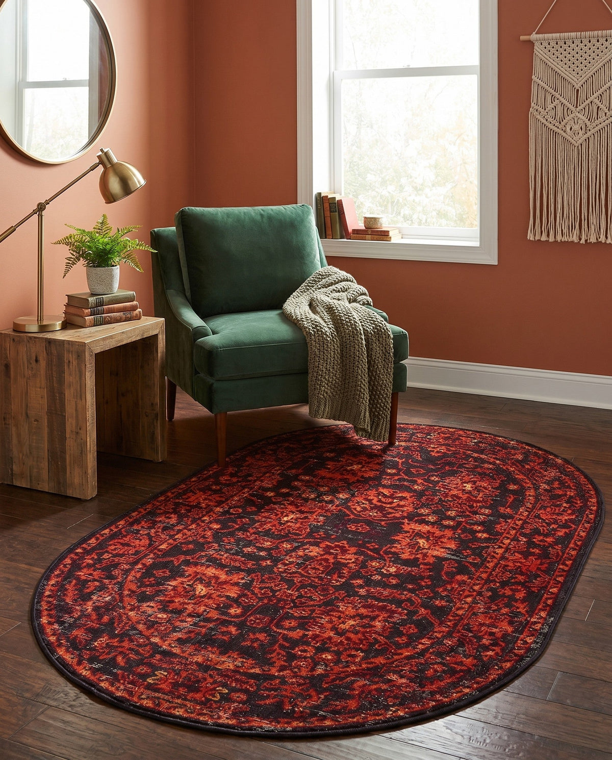 Geneva Terrace Collection Area Rug -  Lausanne Oval Black  lifestyle 194