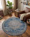 Mykonos Manor Collection Area Rug -  Tinos (Blue) Round Blue  lifestyle 57