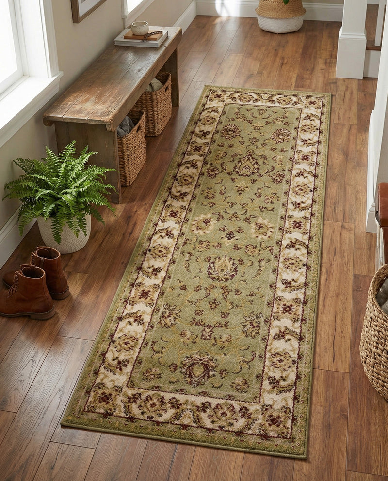 Jaipur Elegance Collection Area Rug -  Nahargarh (Green) Runner Green  lifestyle 77