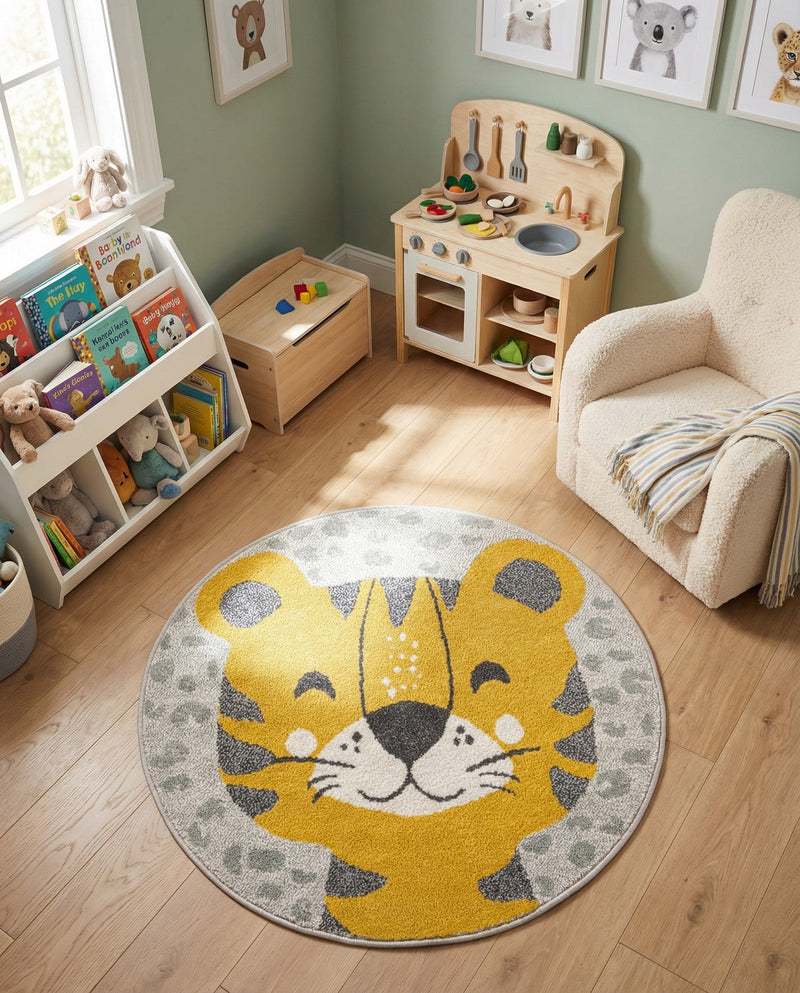 Wonder Tykes Collection Area Rug -  Doodle Round Gray  lifestyle 5