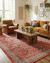Seville Stripes Collection Area Rug -  Malaga (Brick Red) Rectangle Brick Red  lifestyle 28