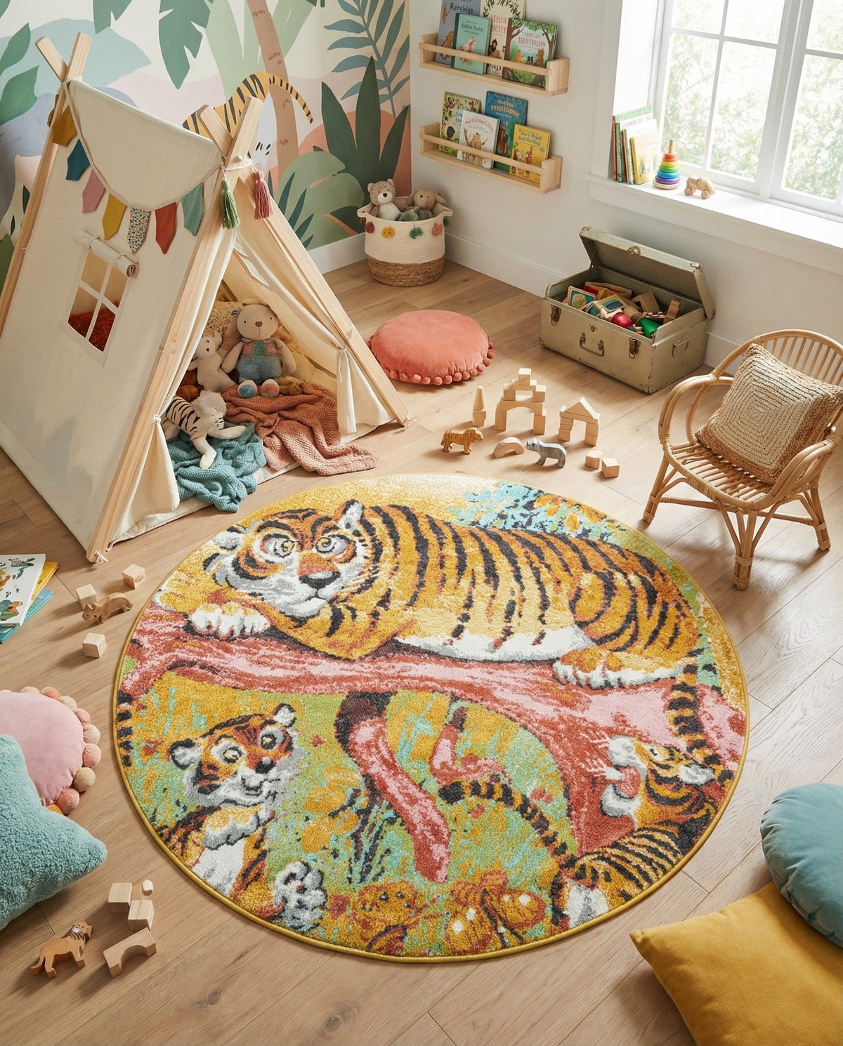 Wonder Tykes Collection Area Rug -  Groove Round Multi  lifestyle 43