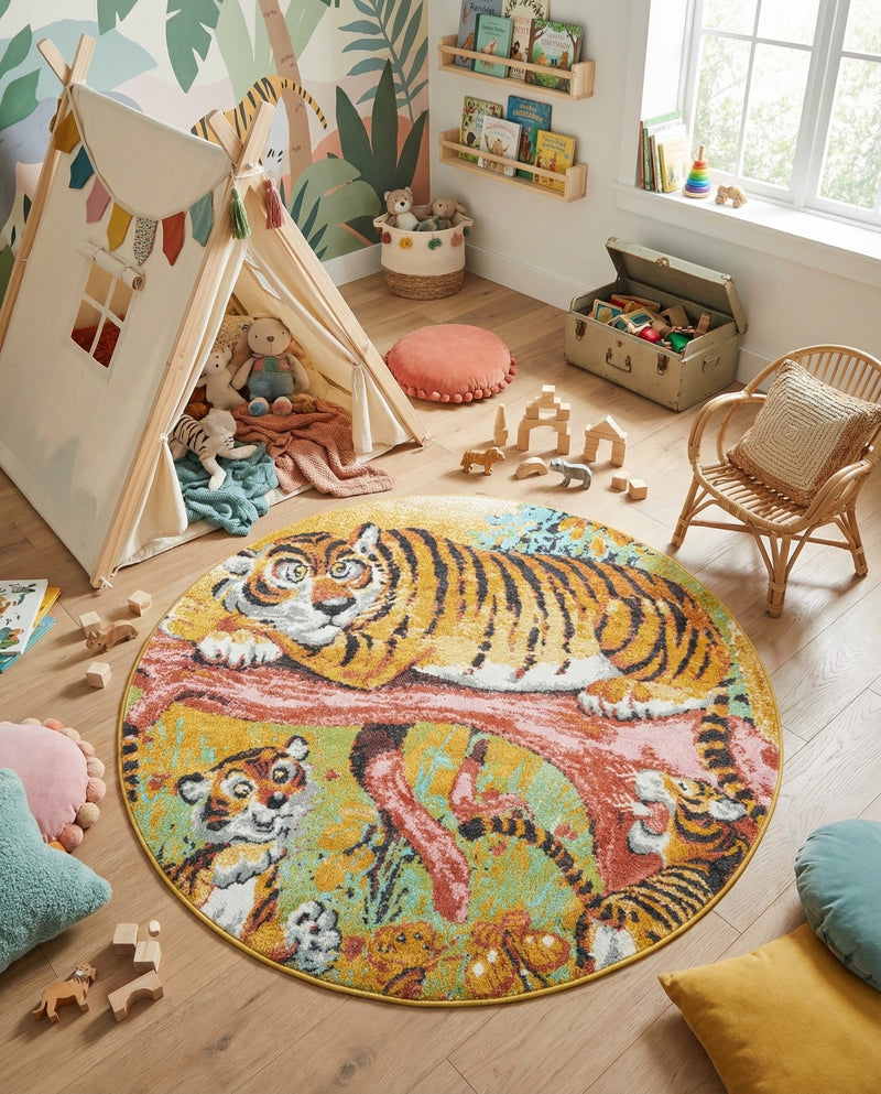 Wonder Tykes Collection Area Rug -  Groove Round Multi  lifestyle 43