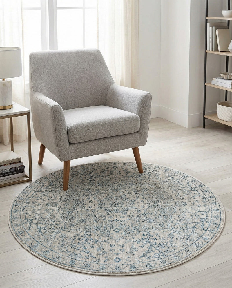 Coastal Haven Collection Area Rug - Seabreeze (Gray) Round Gray  lifestyle 77