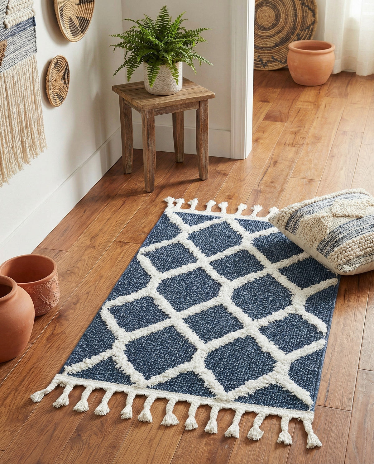 Sahara Chic Collection Area Rug -  Tuareg Rectangle Blue  lifestyle 48