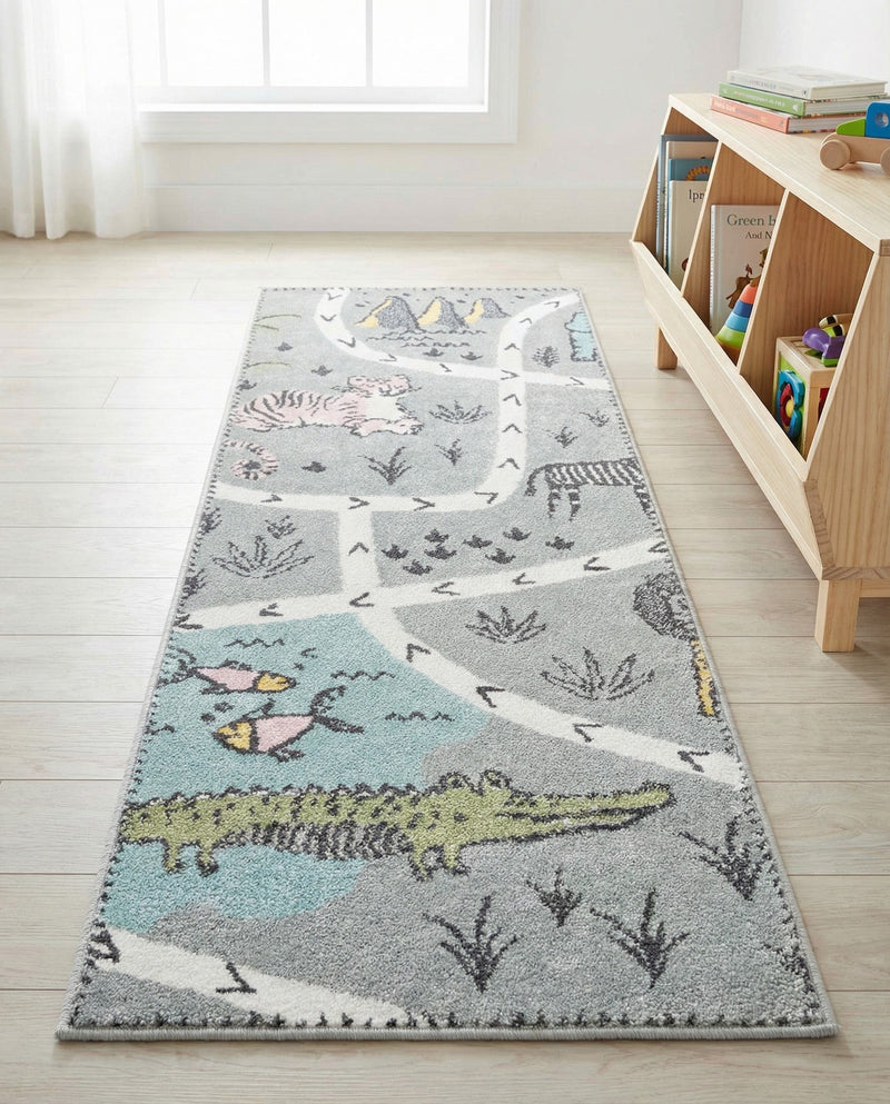Wonder Tykes Collection Area Rug -  Enigma Runner Gray  lifestyle 26