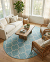 Savannah Pergola Collection Area Rug - Arbor (Aquamarine) Oval Aquamarine  lifestyle 72