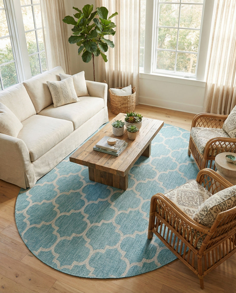 Savannah Pergola Collection Area Rug - Arbor (Aquamarine) Oval Aquamarine  lifestyle 72