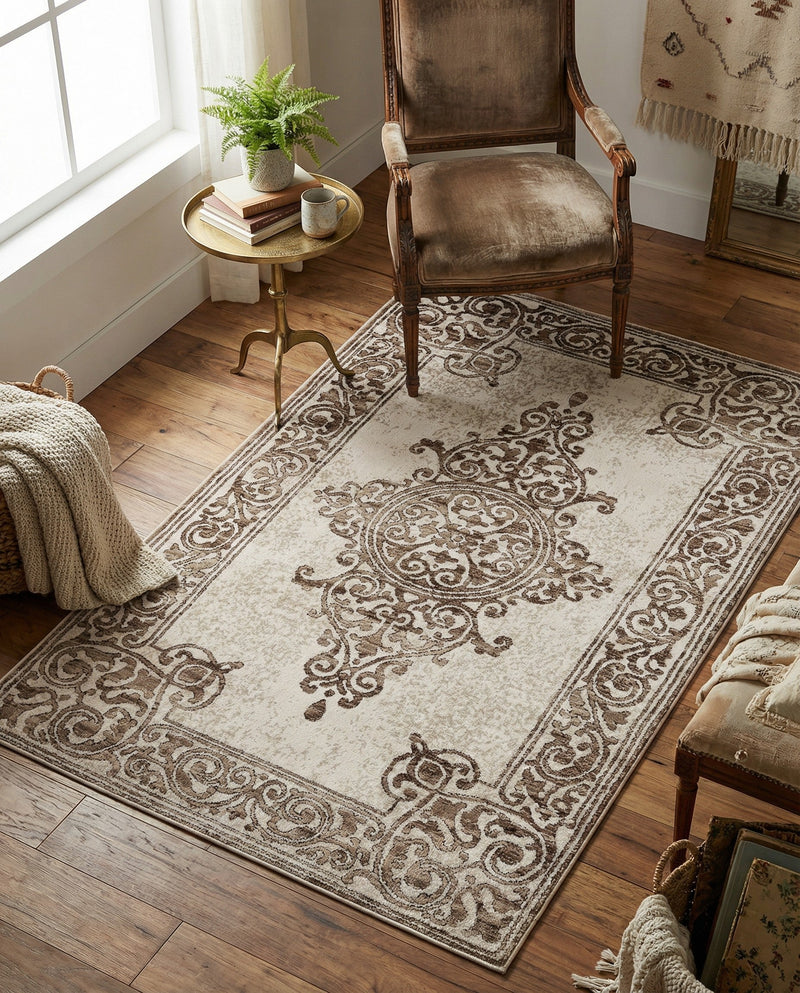 Sanctuary Retreat Collection Area Rug - Haven Rectangle Chocolate Brown  lifestyle 23