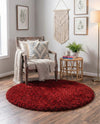 Eternal Plush Oasis Collection Area Rug -  Tranquility (Merlot) Round Merlot  lifestyle 72