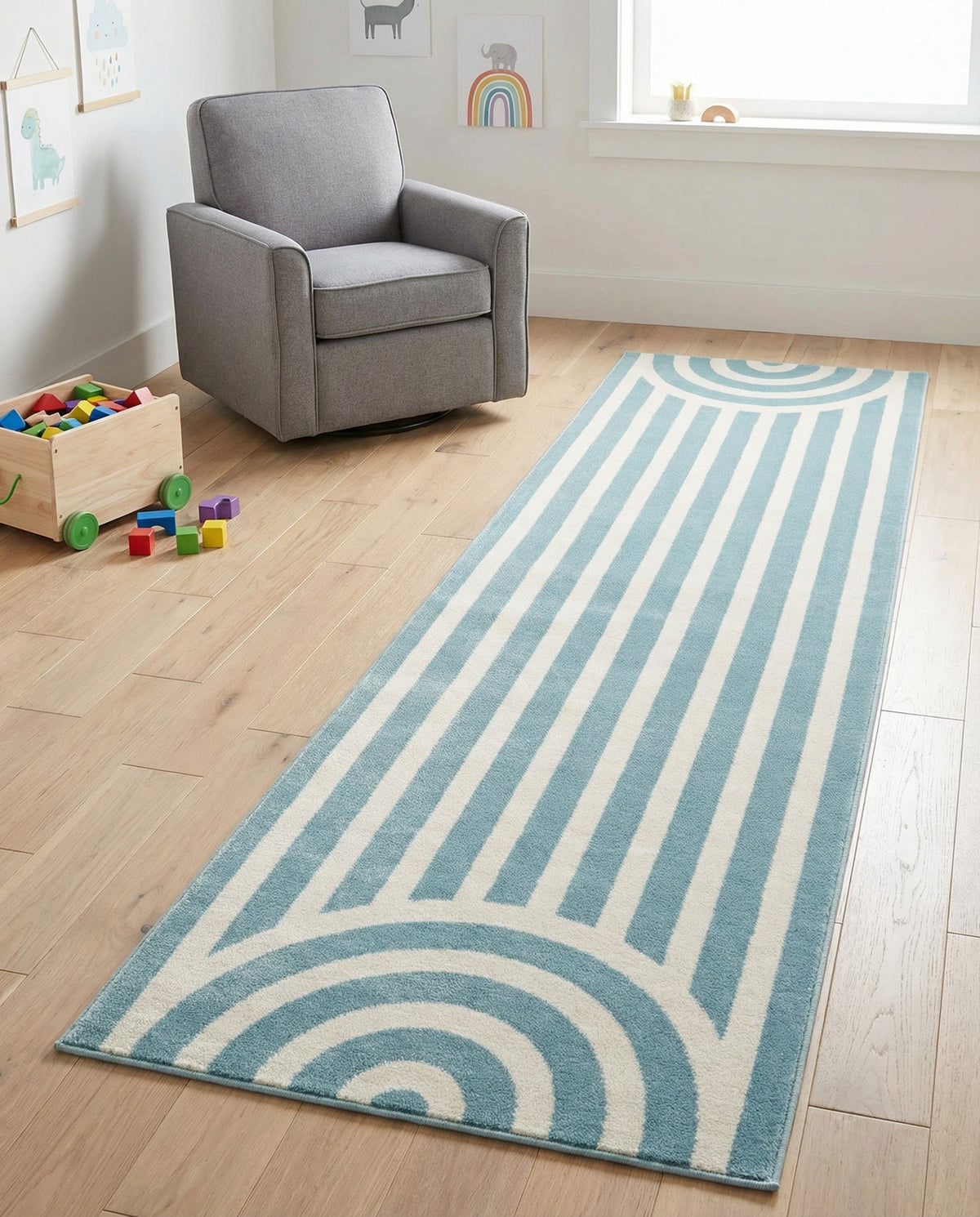 Wonder Tykes Collection Area Rug -  Joydale Runner Sky blue  lifestyle 202