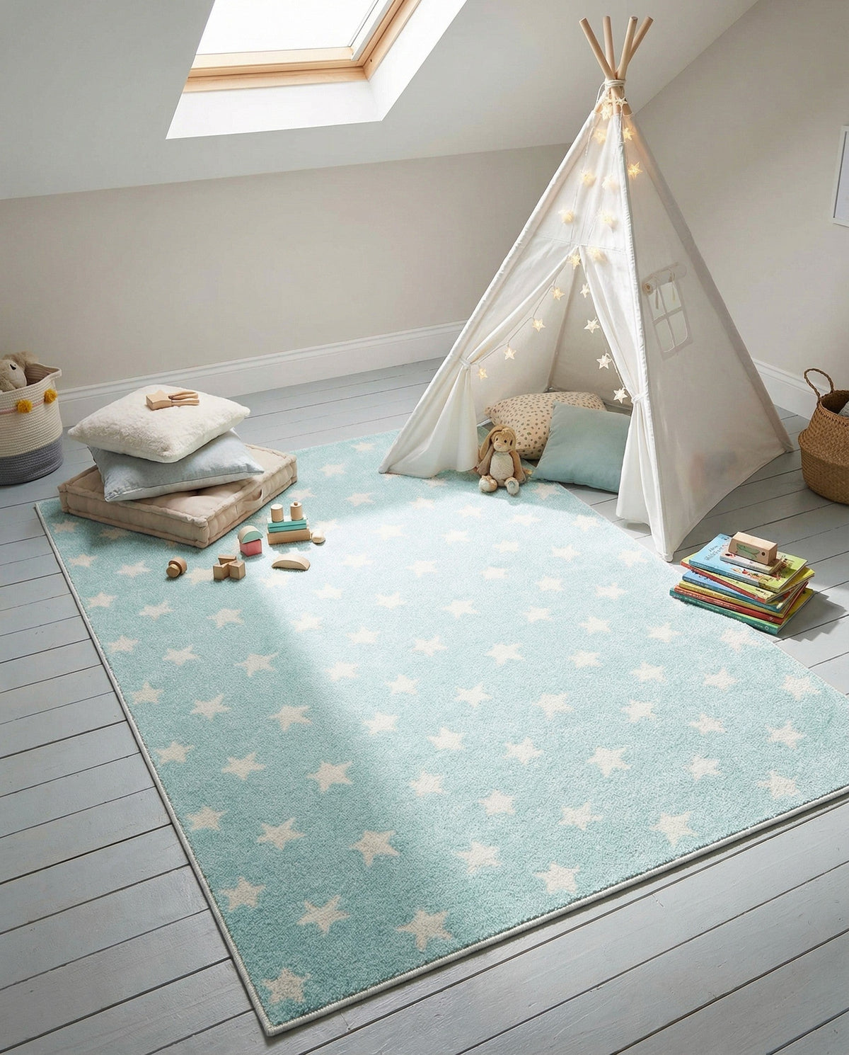 Wonder Tykes Collection Area Rug -  Mosaic Rectangle Clear Blue  lifestyle 13
