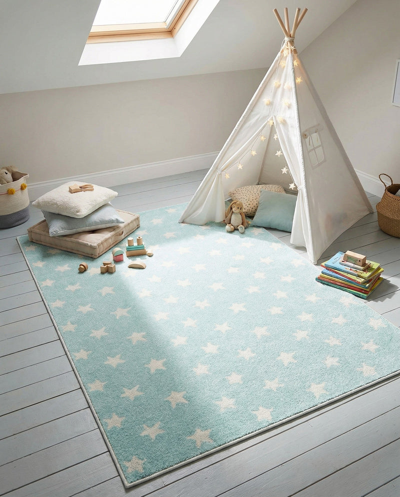 Wonder Tykes Collection Area Rug -  Mosaic Rectangle Clear Blue  lifestyle 13