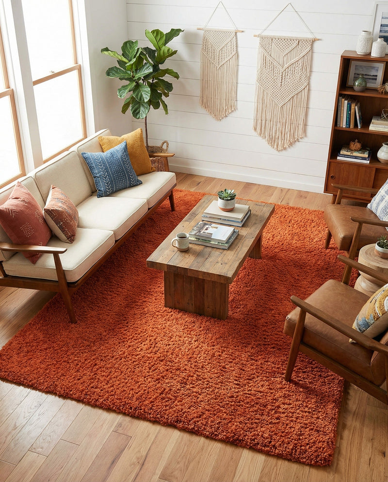 Plush Oasis Collection Area Rug - Serenity (Tiger Orange) Rectangle Tiger Orange  lifestyle 30