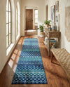 Mediterranean Lattice Collection Area Rug - Santorini (Navy and Teal) Runner Navy and Teal  lifestyle 42